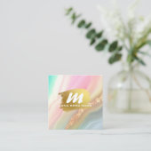 *~* QRレインボーパステルAP66金ゴールドグリッターゲート スクエア名刺 (スタンド正面)