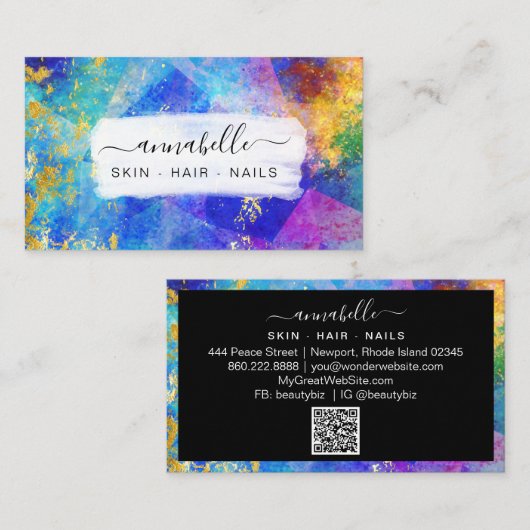 *~* QRレインボーAP26 Ethereal OPAL金ゴールドグリッター 名刺 (正面/裏面)