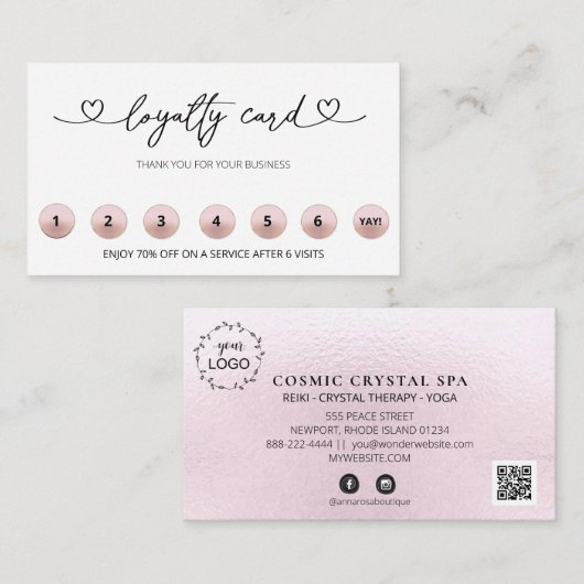 *～* QRロゴの特典ハートありがとうロイヤリティカード ロイヤリティカード (正面/裏面)