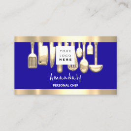 QRロゴパーソナルシェフ料理レストランフードブルー 名刺