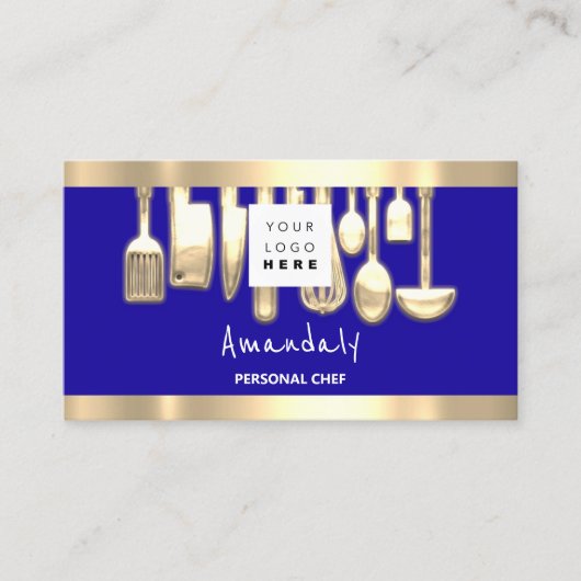 QRロゴパーソナルシェフ料理レストランフードブルー 名刺 (正面)