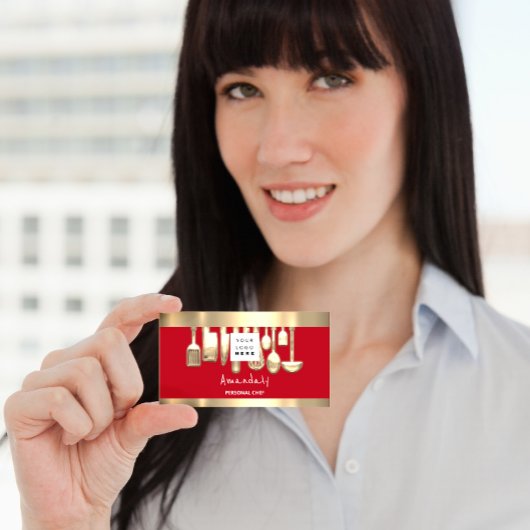 QRロゴパーソナルシェフ料理レストランフードレッド 名刺