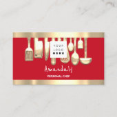 QRロゴパーソナルシェフ料理レストランフードレッド 名刺 (正面)