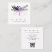 *~* QRロゴフローラ水彩ブルゴーニュドラゴンフライ スクエア名刺 (正面/裏面)