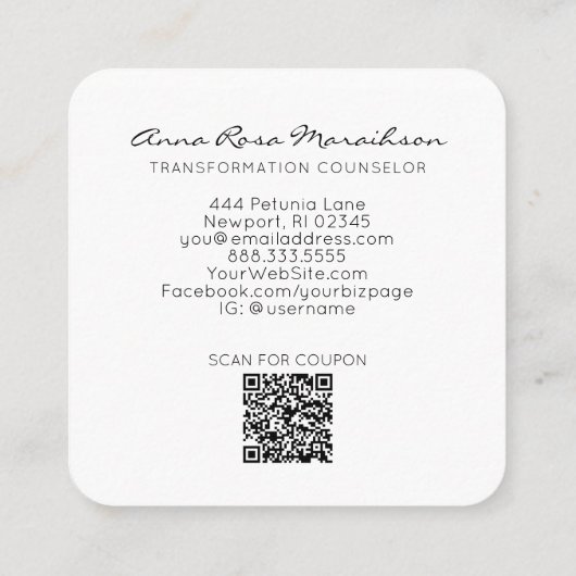 *~* QRロゴフローラ水彩金ゴールドトンボ スクエア名刺 (裏面)