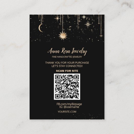 *~* QRロゴ宇宙ムーンジュエリーイヤリングネックレス 名刺 (裏面)