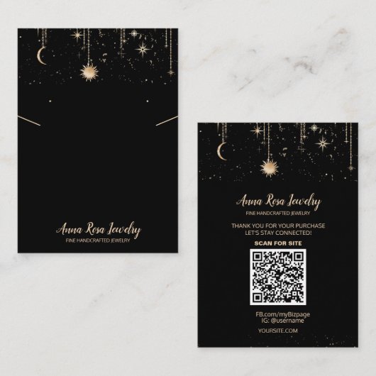 *~* QRロゴ宇宙ムーンジュエリーイヤリングネックレス 名刺 (正面/裏面)