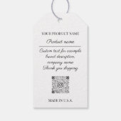 Qrロゴ製品説明価格ホワイトグレー ギフトタグ (裏面)