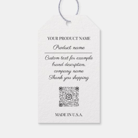 Qrロゴ製品説明価格ホワイトグレー ギフトタグ (裏面)
