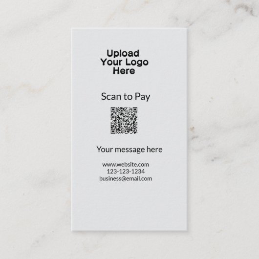 QRロシンプルゴWebサイトemaを追加するミニマルための支払いスキャン 名刺 (正面)