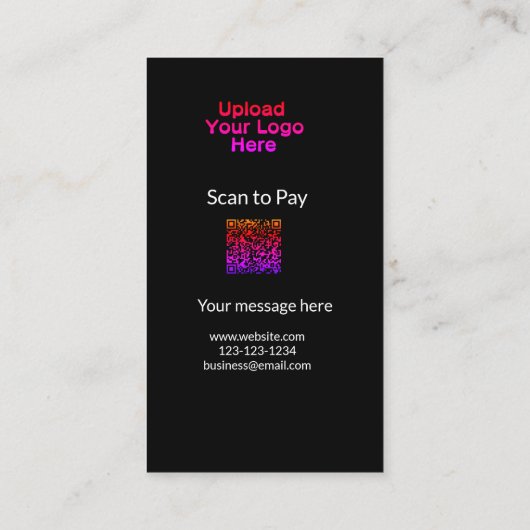QRロシンプルゴWebサイトemaを追加するミニマルための支払いスキャン 名刺 (裏面)