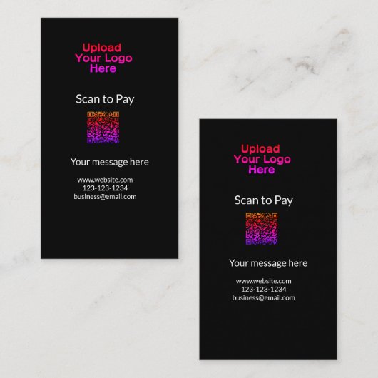 QRロシンプルゴWebサイトemaを追加するミニマルための支払いスキャン 名刺 (正面/裏面)