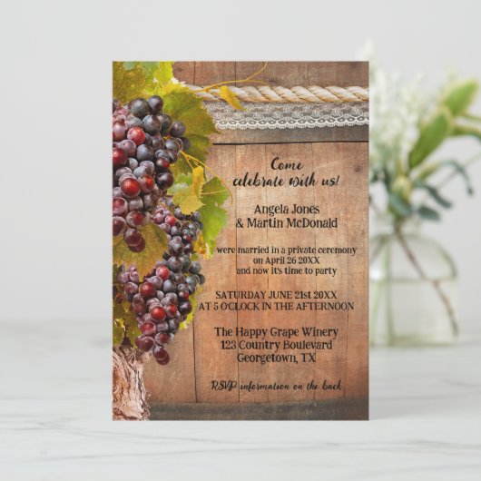 QRワイ素朴ンをテーマにしたヴィンヤードアフター結婚ズ 招待状 (スタンド正面)