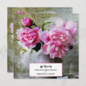 *~* QRヴィンテージピンク牡丹フローラRSVP AR23 結婚's 招待状 (正面/裏面)