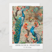 *～* QRヴィンテージRSVP ビクトリアン Peacock AR24結婚 招待状 (正面/裏面)