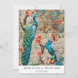 *～* QRヴィンテージRSVP ビクトリアン Peacock AR24結婚 招待状