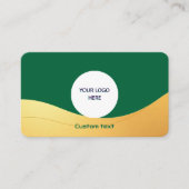 QR付きエレガントグリーンカスタムおよび金ゴールド名刺 名刺 (正面)