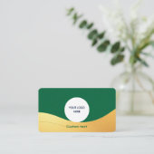 QR付きエレガントグリーンカスタムおよび金ゴールド名刺 名刺 (スタンド正面)
