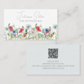 QR付きエレガント水彩図解フローラ 名刺 (正面/裏面)