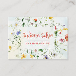 QR付き緑素朴と白の花の夏 名刺