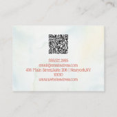 QR付き緑素朴と白の花の夏 名刺 (裏面)