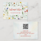 QR付き緑素朴と白の花の夏 名刺 (正面/裏面)