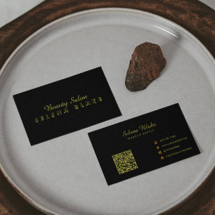 QR付き高級ブラック&金ゴールド美しい名刺 名刺