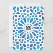 QR付地中海のき青タイル模様 セーブザデート (裏面)