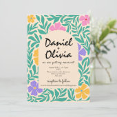 QR写真ファンキー付きGroovyフローラ結婚 招待状 (スタンド正面)