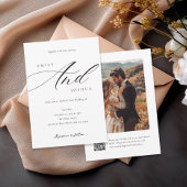 QR写真モダンのスクリプ結婚ト 招待状