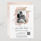 *~* QR写真 – ウェディング日付を保存するウェブサイトAR6 招待状 (正面/裏面)