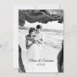 *～* QR写真RSVP AR13 AGATE Black 結婚' Invi 招待状