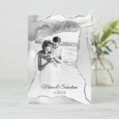 *~* QR写真RSVP AR13 Silver AGATE 結婚's 招待状 (スタンド正面)