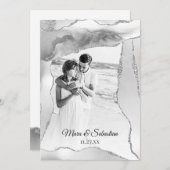 *~* QR写真RSVP AR13 Silver AGATE 結婚's 招待状 (正面/裏面)