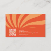 QR名刺を使用した茶色とオレンジのレトロ 名刺 (裏面)