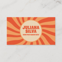 QR名刺を使用した茶色とオレンジのレトロ 名刺