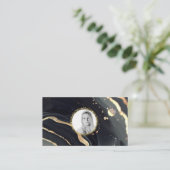 *~* QR大理石ロゴ金ゴールドグリッターAP66写真 名刺 (スタンド正面)