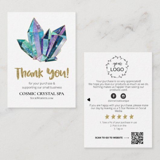 *~* QR宇宙結晶ロゴAP8レビューありがとう エンクロージャーカード (正面/裏面)