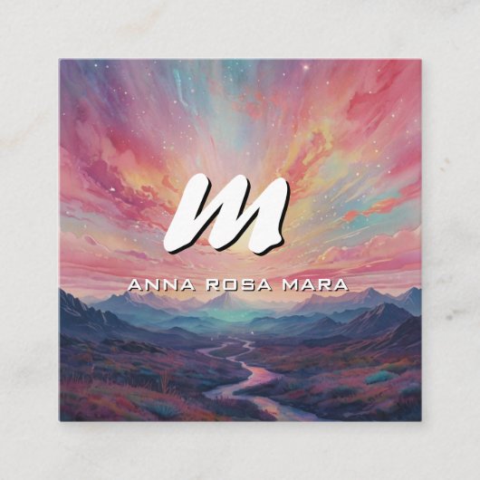 *~* QR山ストリーム横モダン面図AP93 スクエア名刺 (正面)