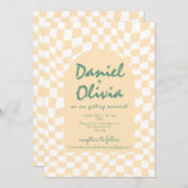 QR市松模様に付き波状結婚模様 招待状 (正面/裏面)