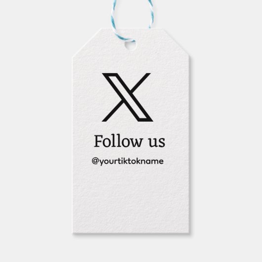 QR後を追を追加するTwitter Xユーザー名ソーシャルメディア ギフトタグ (正面)