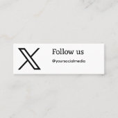 QR後を追を追加するTwitter Xユーザー名ソーシャルメディア スキニー名刺 (正面)
