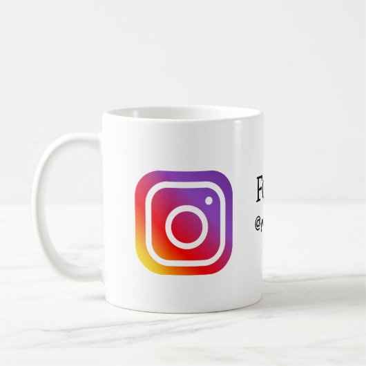 QR後を追を追加Instagramユーザー名ソーシャルメディア コーヒーマグカップ (左)