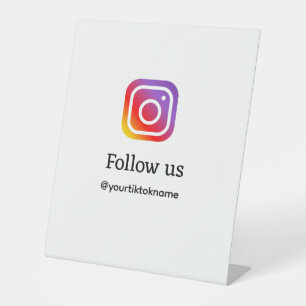 QR後を追を追加Instagramユーザー名ソーシャルメディア 台座サイン