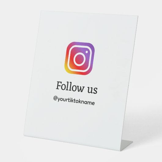 QR後を追を追加Instagramユーザー名ソーシャルメディア 台座サイン (正面)