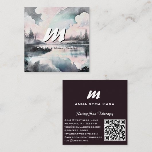 *~* QR微妙なモダン抽象芸術はっきりしたAP93 スクエア名刺 (正面/裏面)