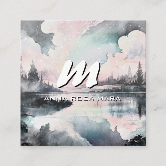 *~* QR微妙なモダン抽象芸術はっきりしたAP93 スクエア名刺 (正面)