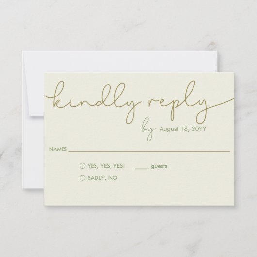 QR応答モダンカード付きシンプルウェディングRSVP 出欠カード (正面)