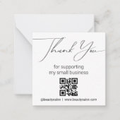 qr感謝していコードスモールビジネスミニマリスト ノートカード (正面)