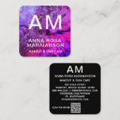 *~* QR抽象芸術アートはっきりしたグリッターロゴ写真 スクエア名刺 (正面/裏面)